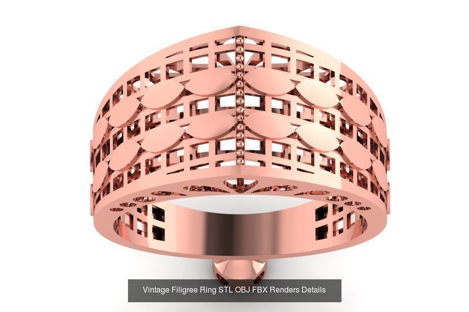 207 Vintage Filigree Rings STL OBJ FBX Render Details Collection _108
