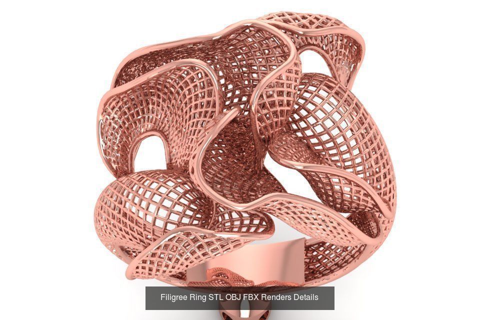 207 Vintage Filigree Rings STL OBJ FBX Render Details Collection _10
