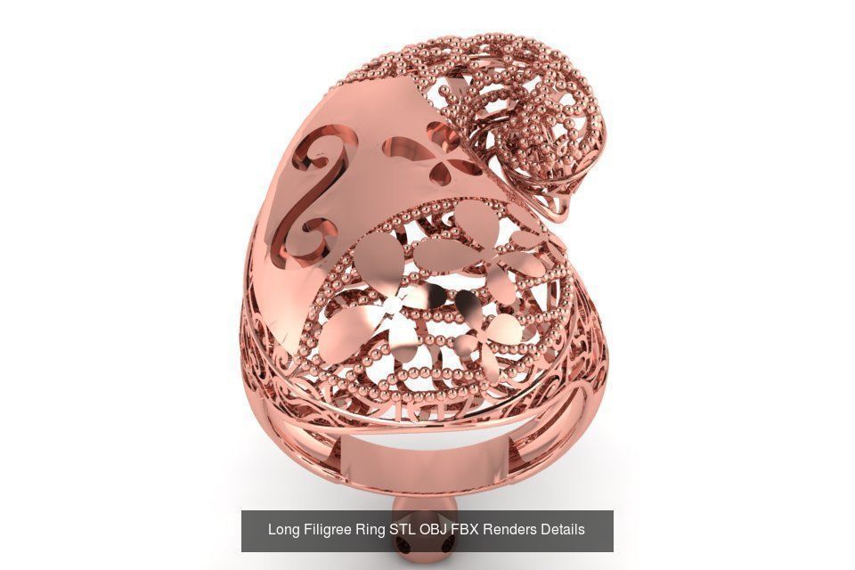 207 Vintage Filigree Rings STL OBJ FBX Render Details Collection _149