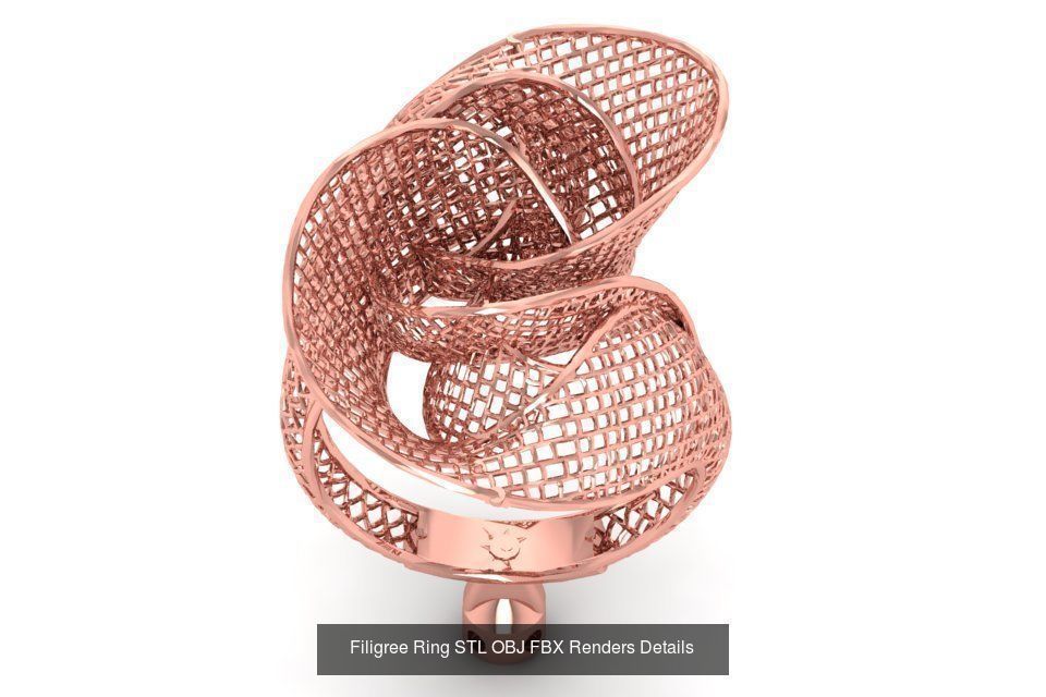 207 Vintage Filigree Rings STL OBJ FBX Render Details Collection _42