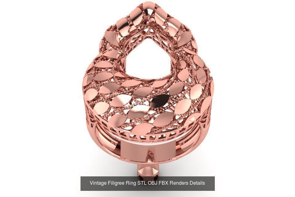207 Vintage Filigree Rings STL OBJ FBX Render Details Collection _115
