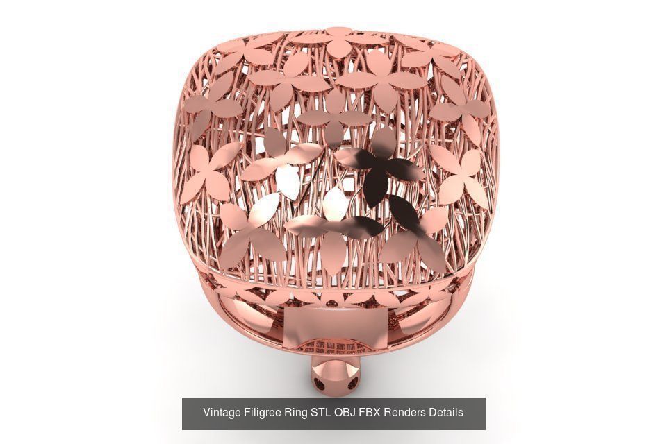 207 Vintage Filigree Rings STL OBJ FBX Render Details Collection _113
