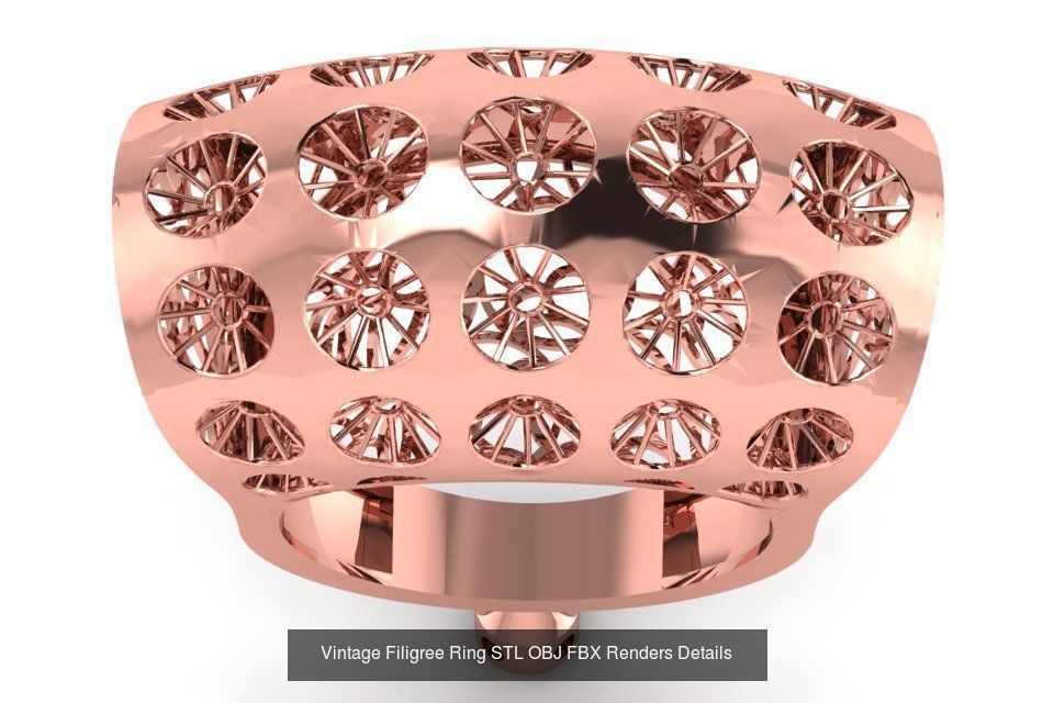 207 Vintage Filigree Rings STL OBJ FBX Render Details Collection _89