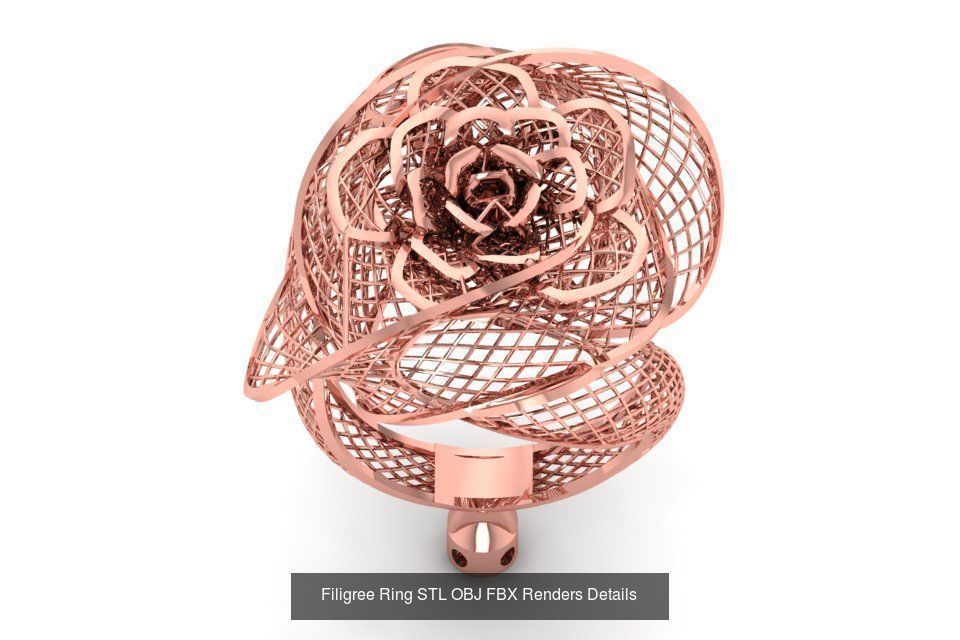 207 Vintage Filigree Rings STL OBJ FBX Render Details Collection _49