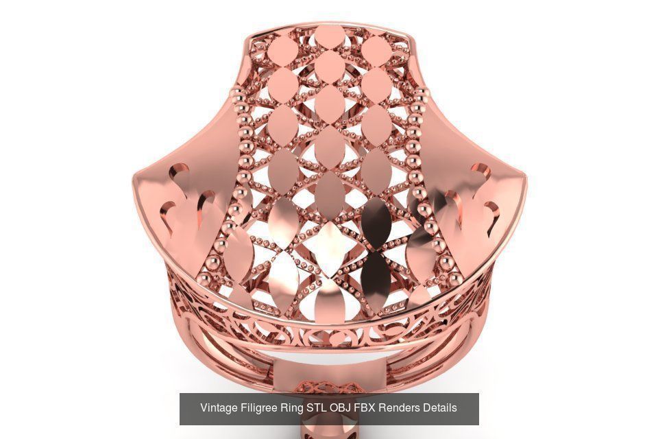 207 Vintage Filigree Rings STL OBJ FBX Render Details Collection _125