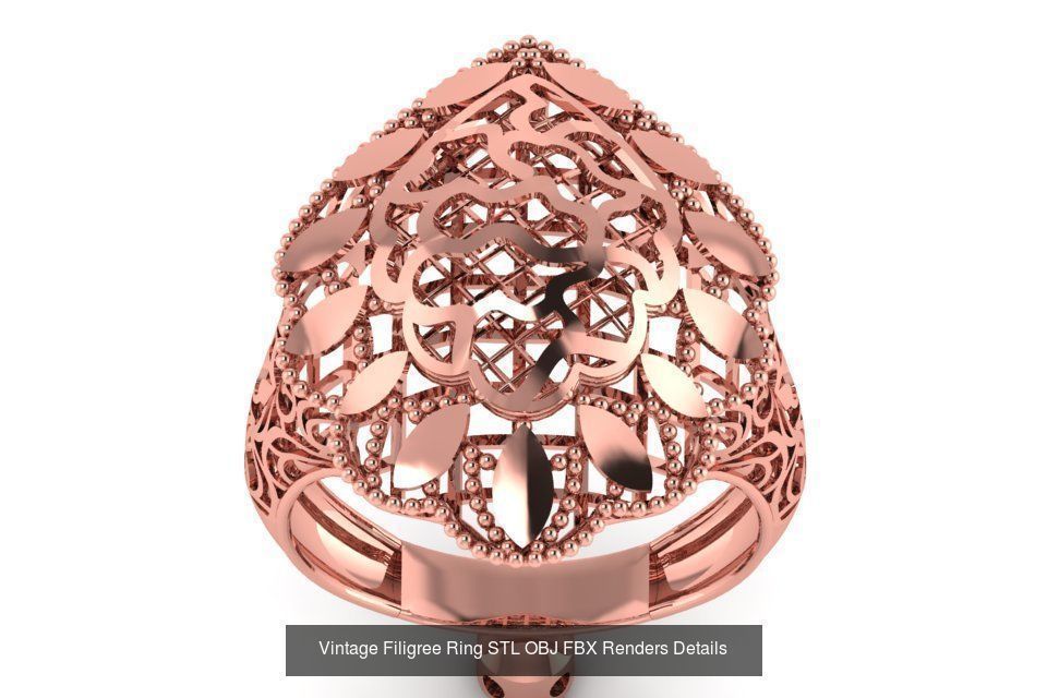 207 Vintage Filigree Rings STL OBJ FBX Render Details Collection _107