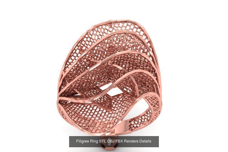 207 Vintage Filigree Rings STL OBJ FBX Render Details Collection _37