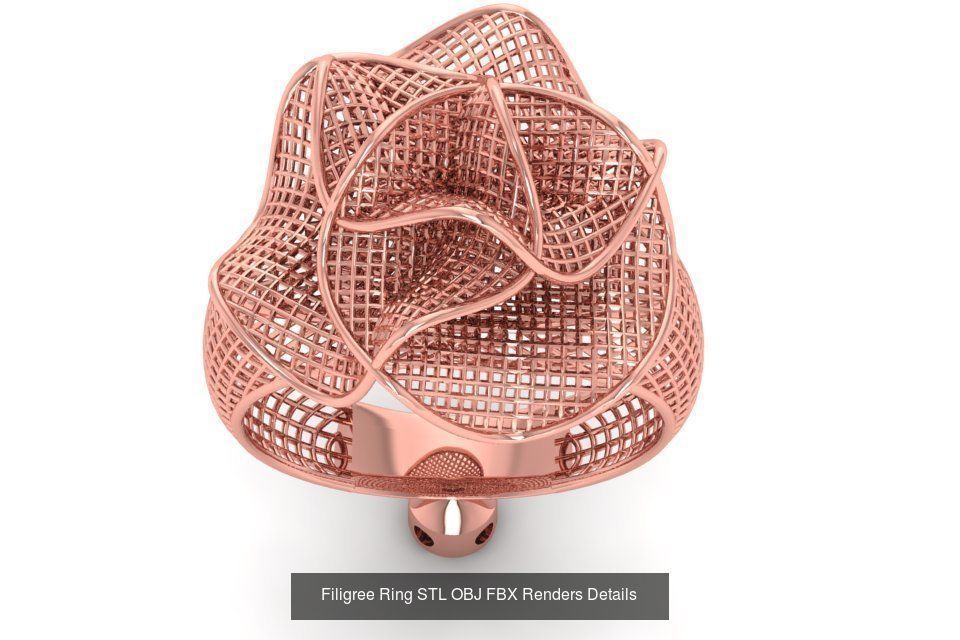 207 Vintage Filigree Rings STL OBJ FBX Render Details Collection _13