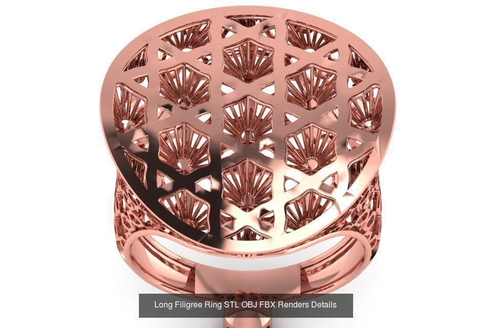 207 Vintage Filigree Rings STL OBJ FBX Render Details Collection _169