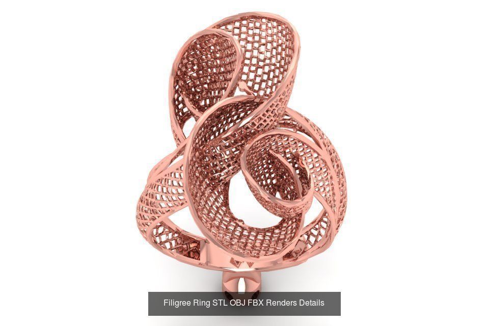 207 Vintage Filigree Rings STL OBJ FBX Render Details Collection _38