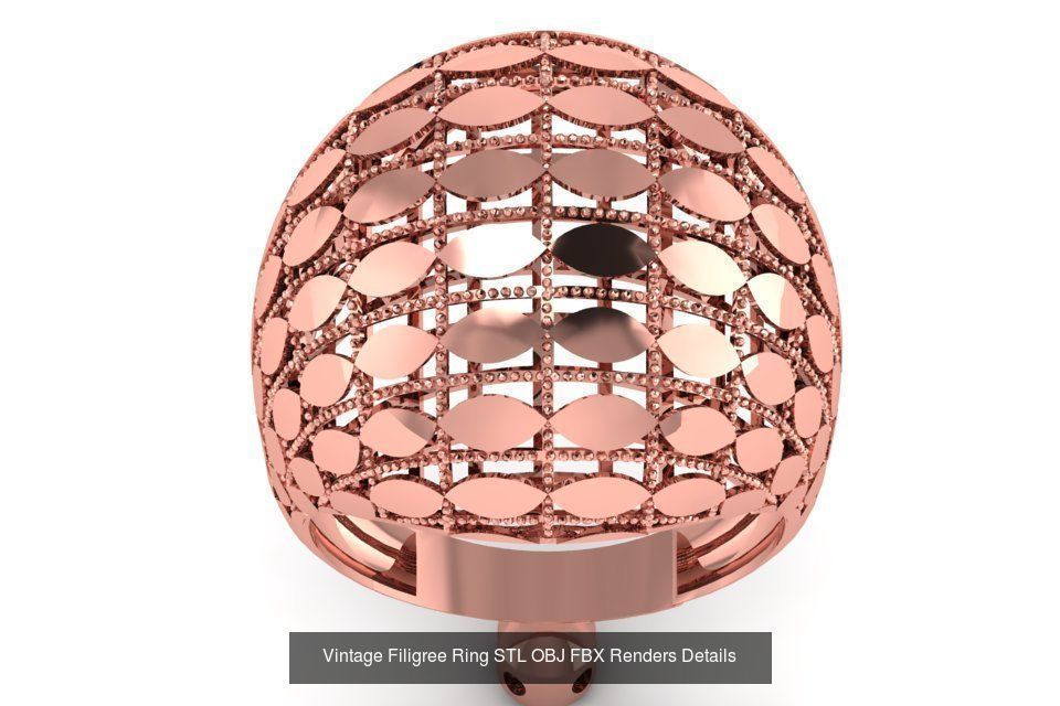 207 Vintage Filigree Rings STL OBJ FBX Render Details Collection _82