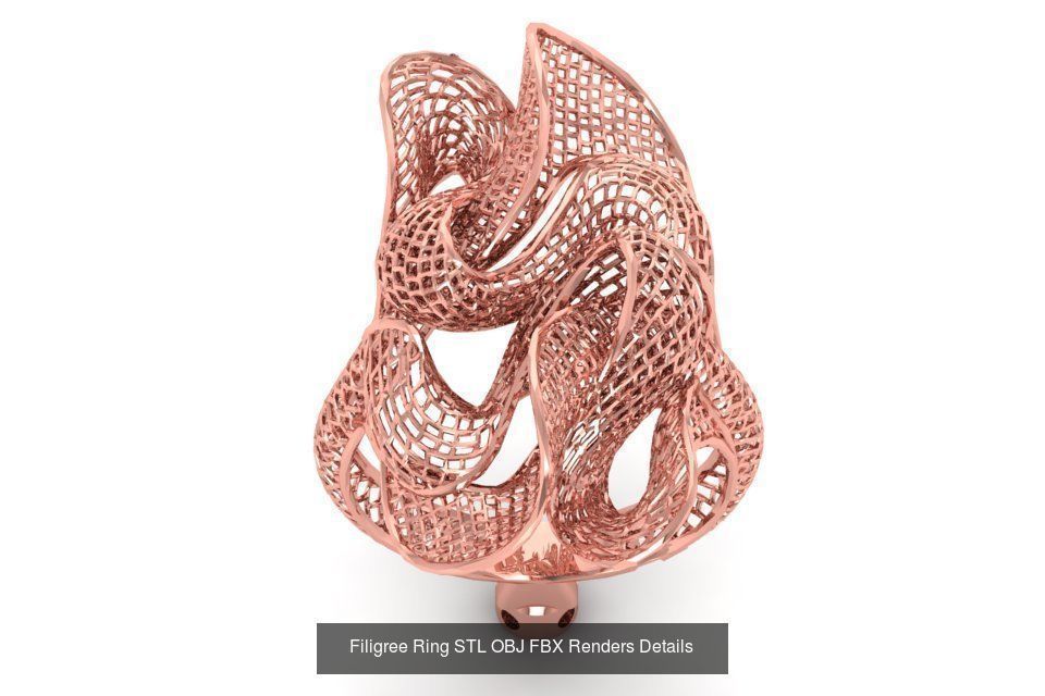 207 Vintage Filigree Rings STL OBJ FBX Render Details Collection _31