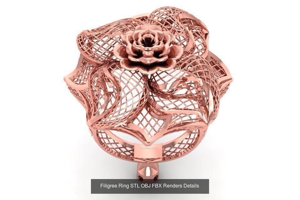 207 Vintage Filigree Rings STL OBJ FBX Render Details Collection _50