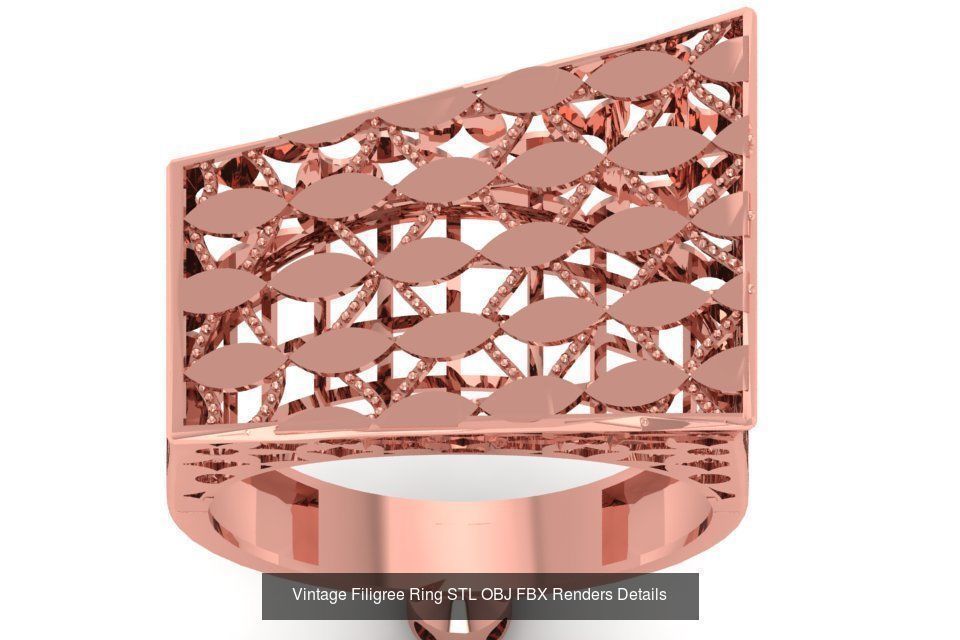 207 Vintage Filigree Rings STL OBJ FBX Render Details Collection _69