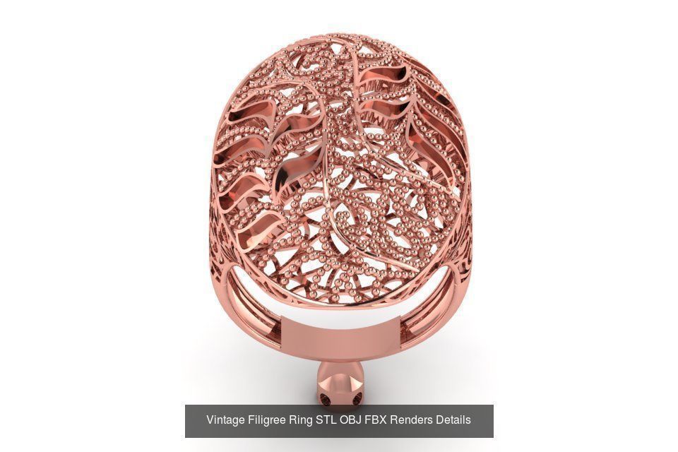 207 Vintage Filigree Rings STL OBJ FBX Render Details Collection _140