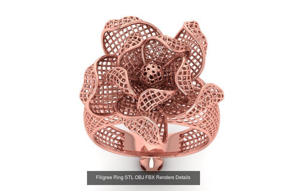 207 Vintage Filigree Rings STL OBJ FBX Render Details Collection _11