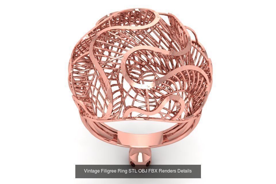 207 Vintage Filigree Rings STL OBJ FBX Render Details Collection _79
