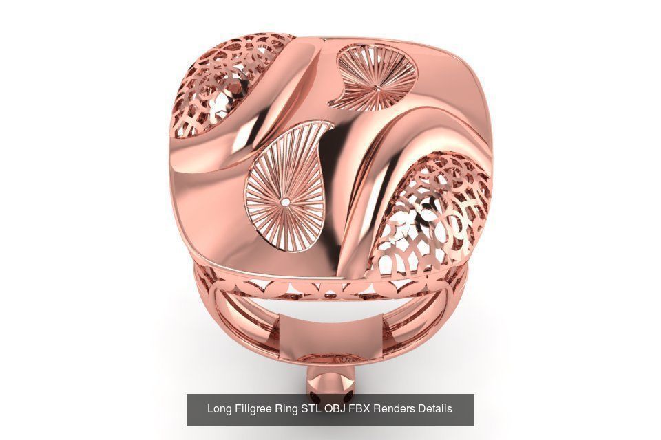 207 Vintage Filigree Rings STL OBJ FBX Render Details Collection _194
