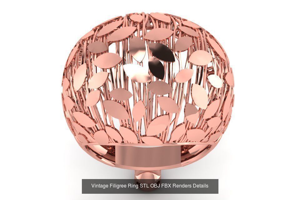 207 Vintage Filigree Rings STL OBJ FBX Render Details Collection _99