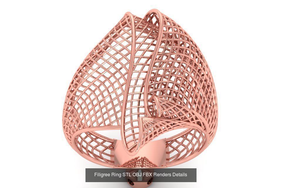 207 Vintage Filigree Rings STL OBJ FBX Render Details Collection _56