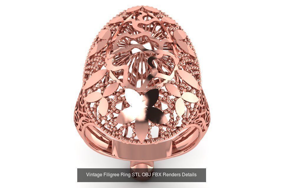207 Vintage Filigree Rings STL OBJ FBX Render Details Collection _105