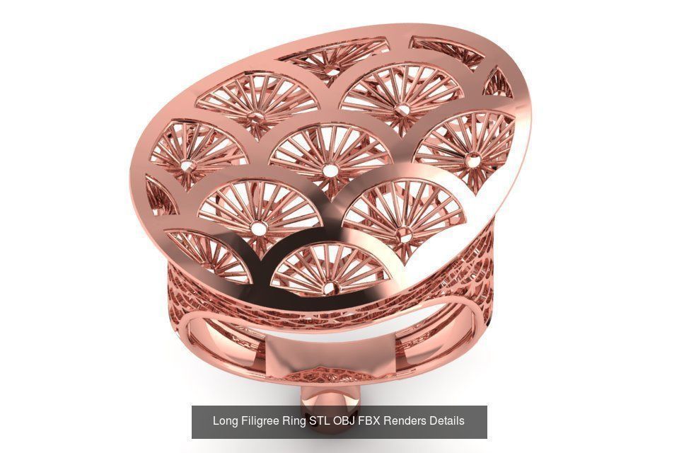 207 Vintage Filigree Rings STL OBJ FBX Render Details Collection _167