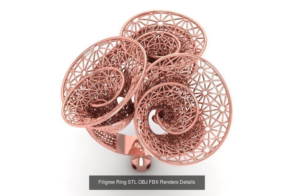 207 Vintage Filigree Rings STL OBJ FBX Render Details Collection _20