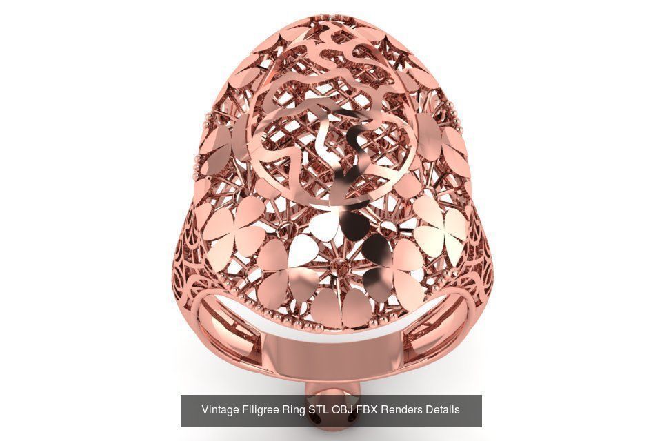 207 Vintage Filigree Rings STL OBJ FBX Render Details Collection _106