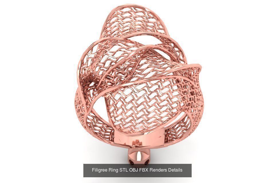 207 Vintage Filigree Rings STL OBJ FBX Render Details Collection _43