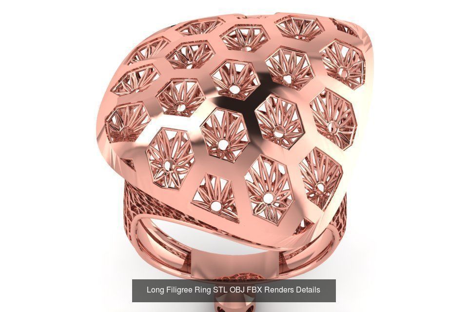 207 Vintage Filigree Rings STL OBJ FBX Render Details Collection _165