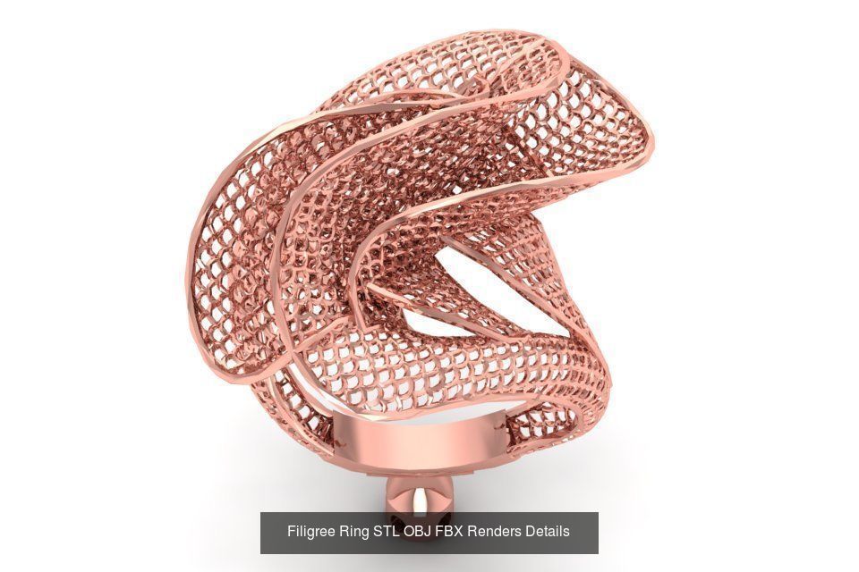 207 Vintage Filigree Rings STL OBJ FBX Render Details Collection _47
