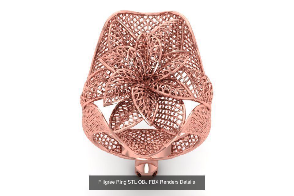 207 Vintage Filigree Rings STL OBJ FBX Render Details Collection _39