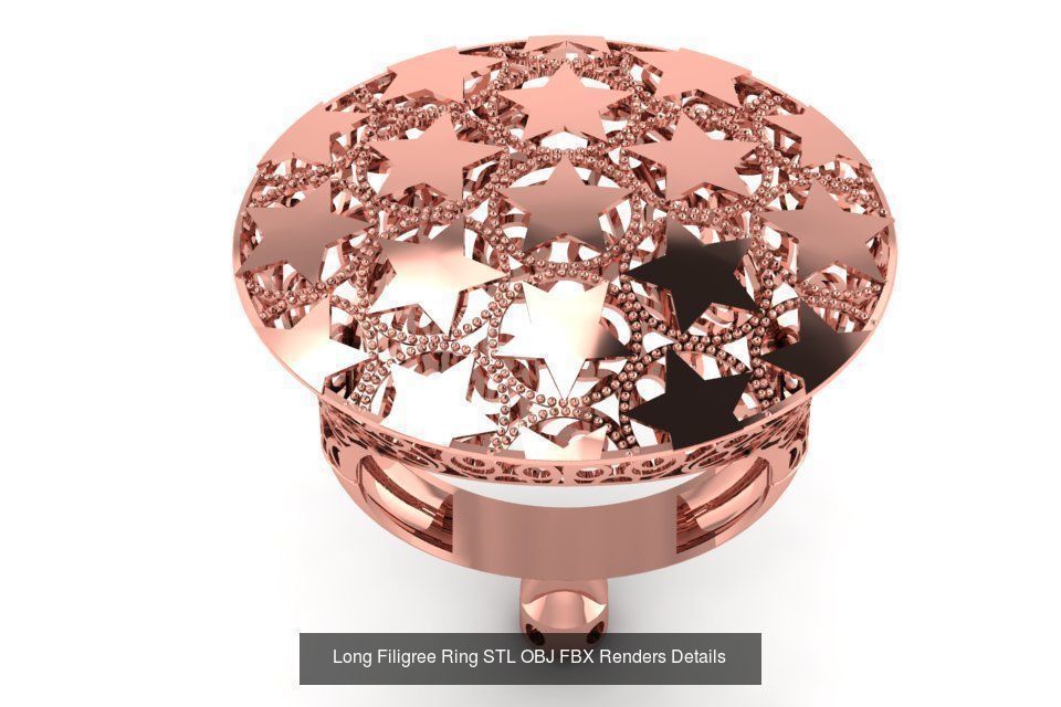 207 Vintage Filigree Rings STL OBJ FBX Render Details Collection _156