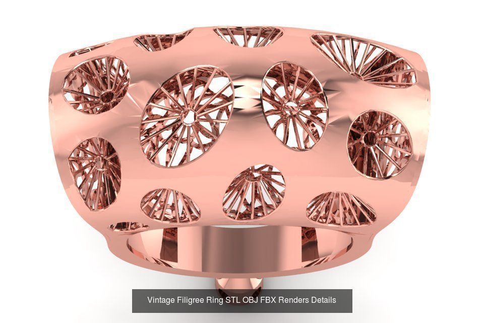 207 Vintage Filigree Rings STL OBJ FBX Render Details Collection _86