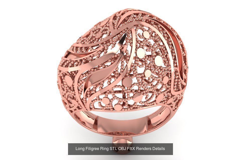 207 Vintage Filigree Rings STL OBJ FBX Render Details Collection _152