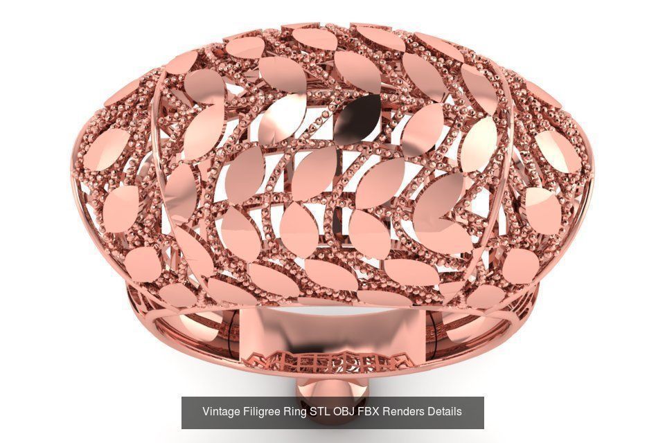 207 Vintage Filigree Rings STL OBJ FBX Render Details Collection _117