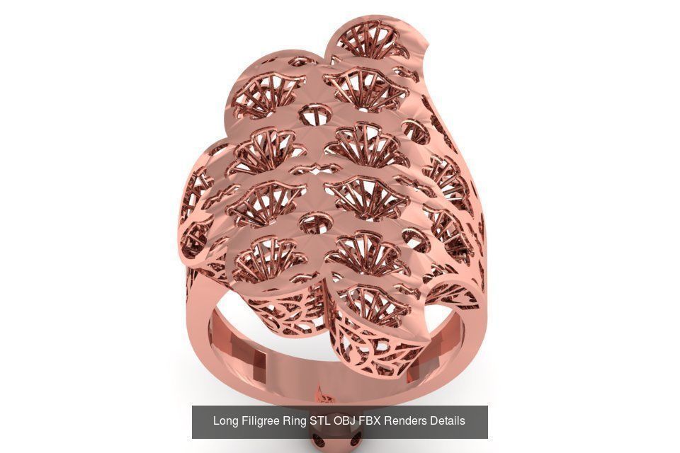 207 Vintage Filigree Rings STL OBJ FBX Render Details Collection _189