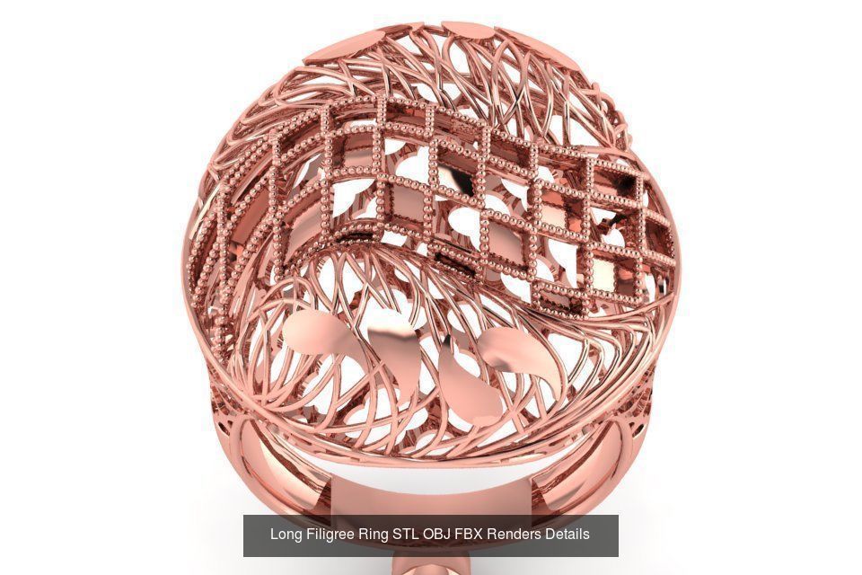 207 Vintage Filigree Rings STL OBJ FBX Render Details Collection _172