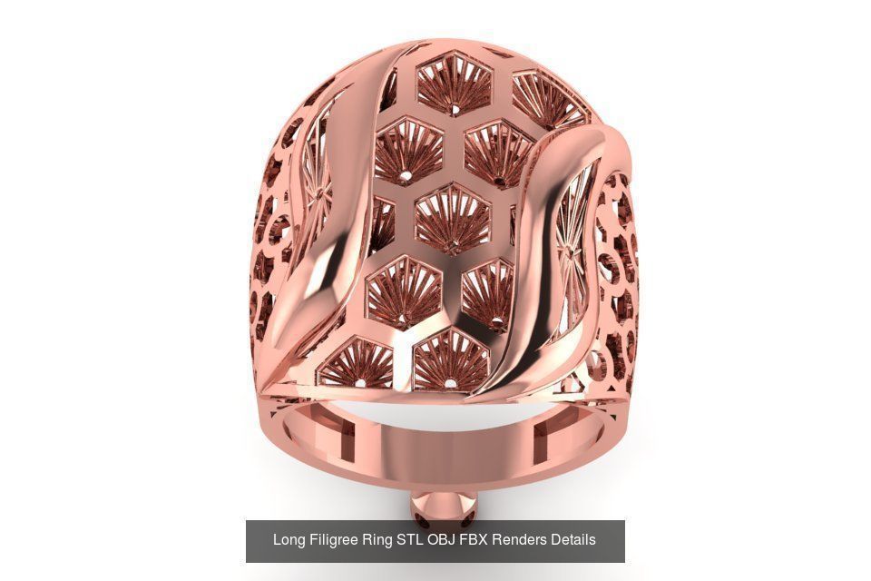 207 Vintage Filigree Rings STL OBJ FBX Render Details Collection _196