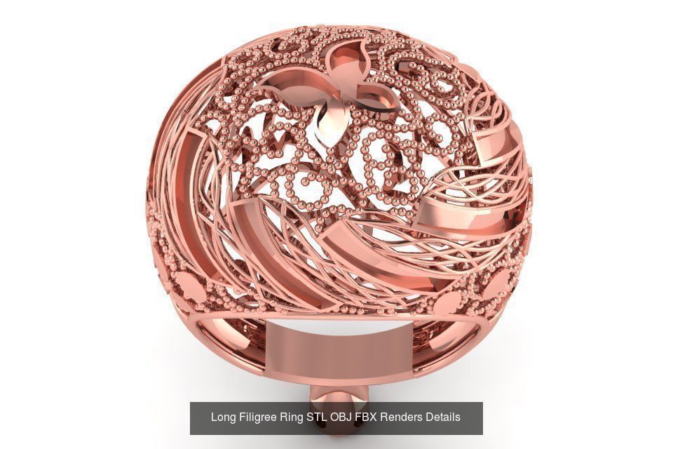 207 Vintage Filigree Rings STL OBJ FBX Render Details Collection _160