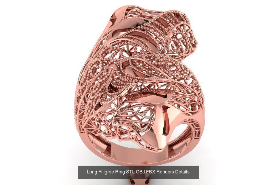207 Vintage Filigree Rings STL OBJ FBX Render Details Collection _155