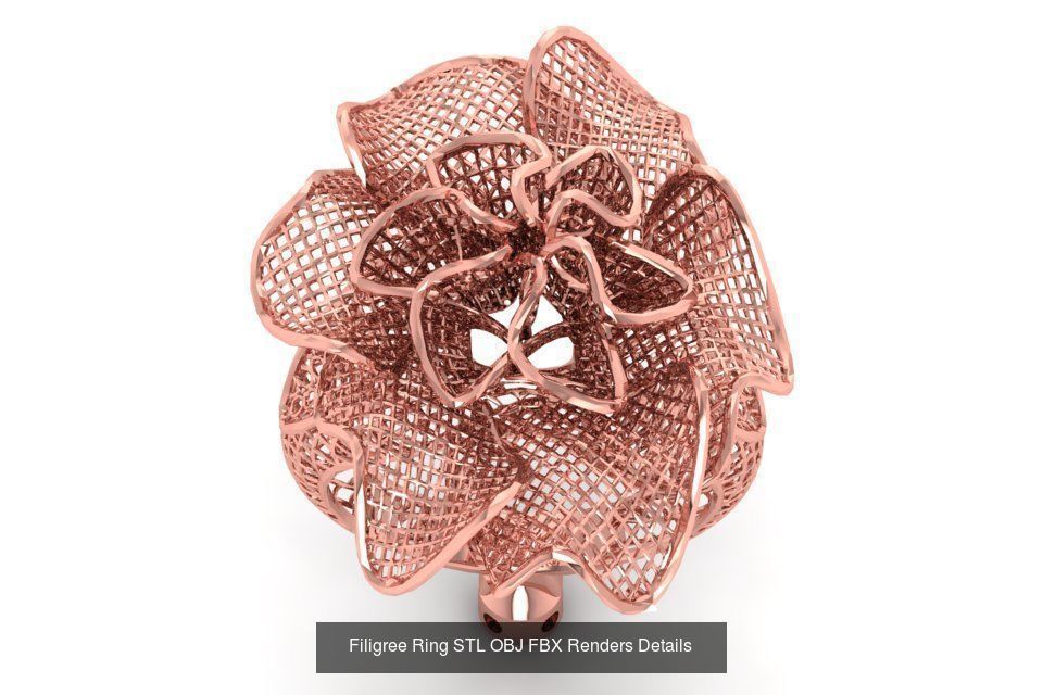 207 Vintage Filigree Rings STL OBJ FBX Render Details Collection _25