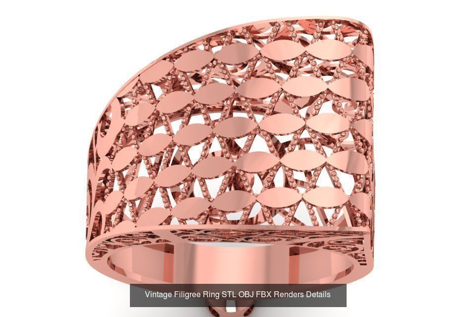 207 Vintage Filigree Rings STL OBJ FBX Render Details Collection _66