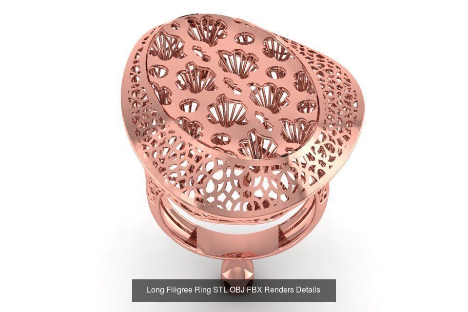 207 Vintage Filigree Rings STL OBJ FBX Render Details Collection _190