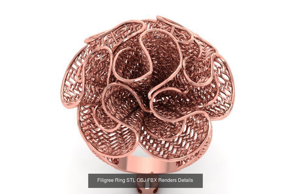 207 Vintage Filigree Rings STL OBJ FBX Render Details Collection _45