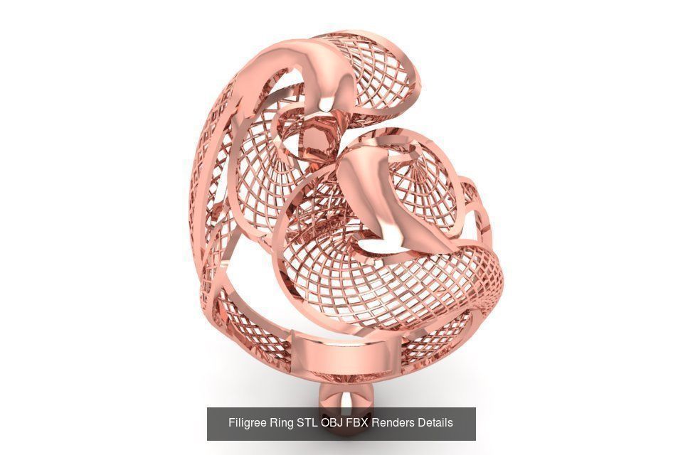 207 Vintage Filigree Rings STL OBJ FBX Render Details Collection _48