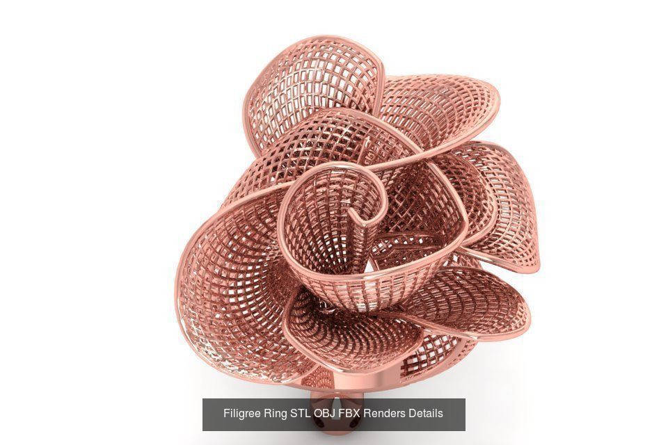 207 Vintage Filigree Rings STL OBJ FBX Render Details Collection _18