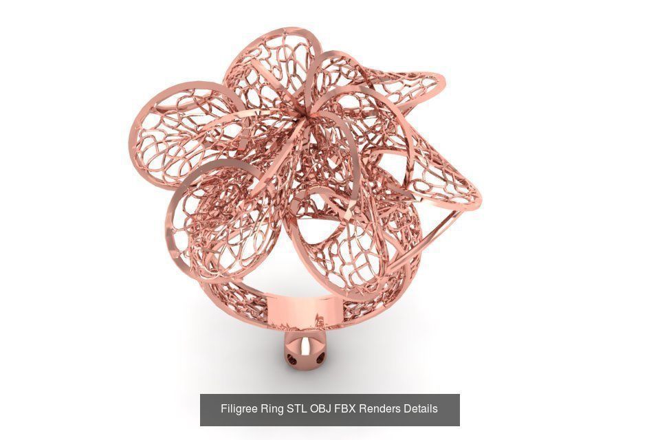 207 Vintage Filigree Rings STL OBJ FBX Render Details Collection _51
