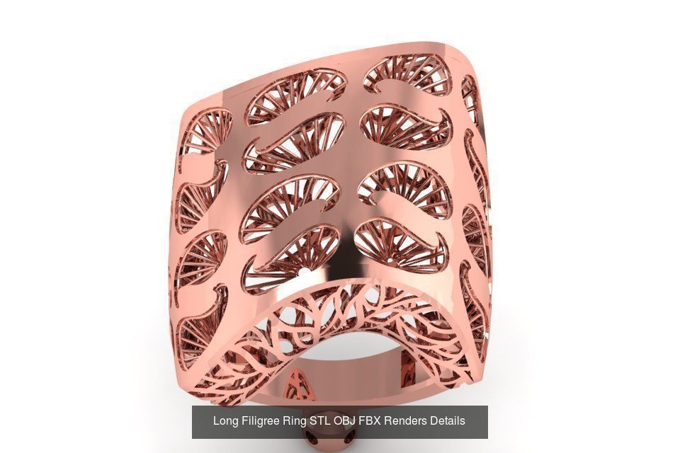 207 Vintage Filigree Rings STL OBJ FBX Render Details Collection _186