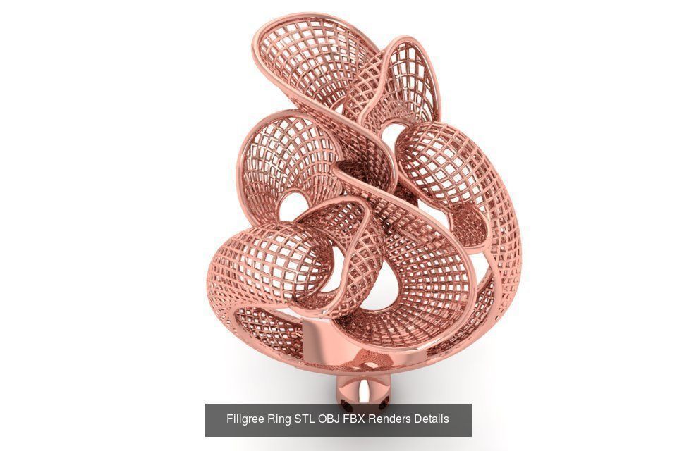 207 Vintage Filigree Rings STL OBJ FBX Render Details Collection _12